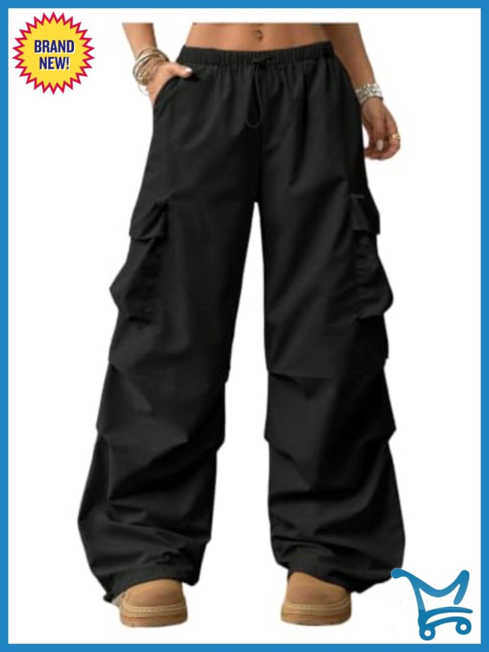 Women's Baggy Parachute Cargo Wide Leg Hiking Track Pants